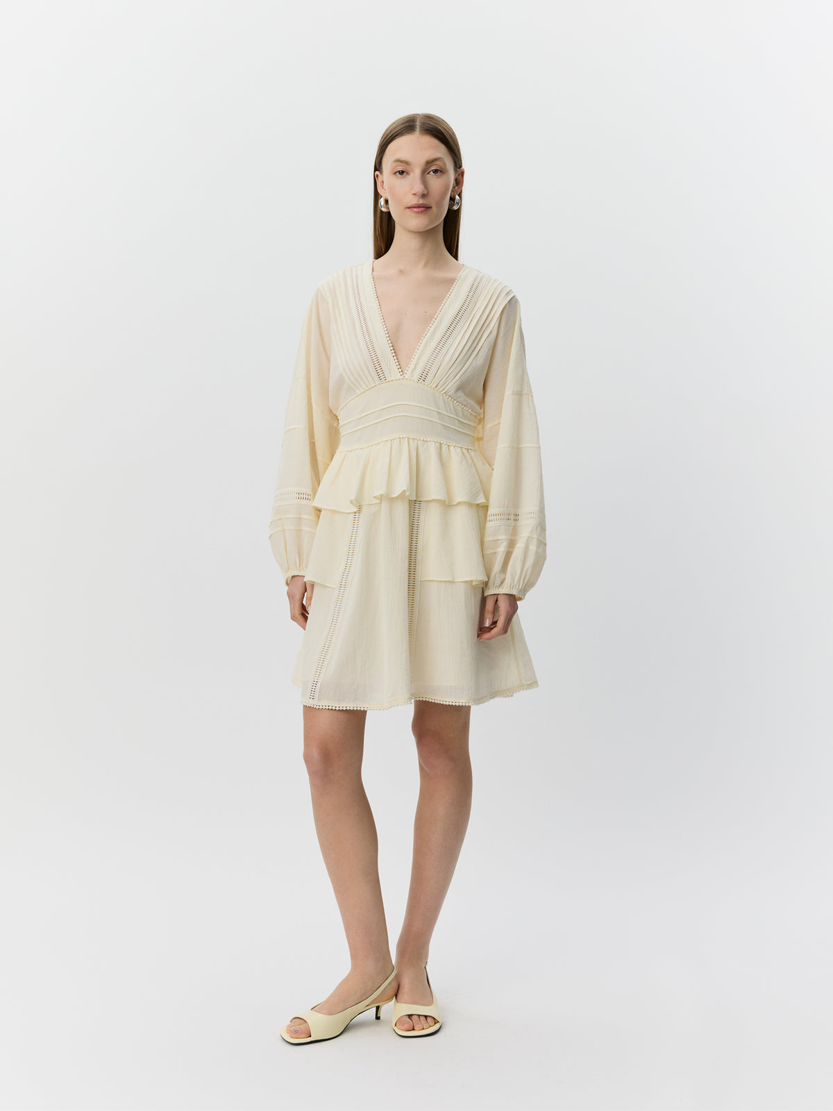 Sofie Schnoor WOMEN JOUVESW BLONDE DETALJE MIDI KJOLE Kjole 0159 Cream White