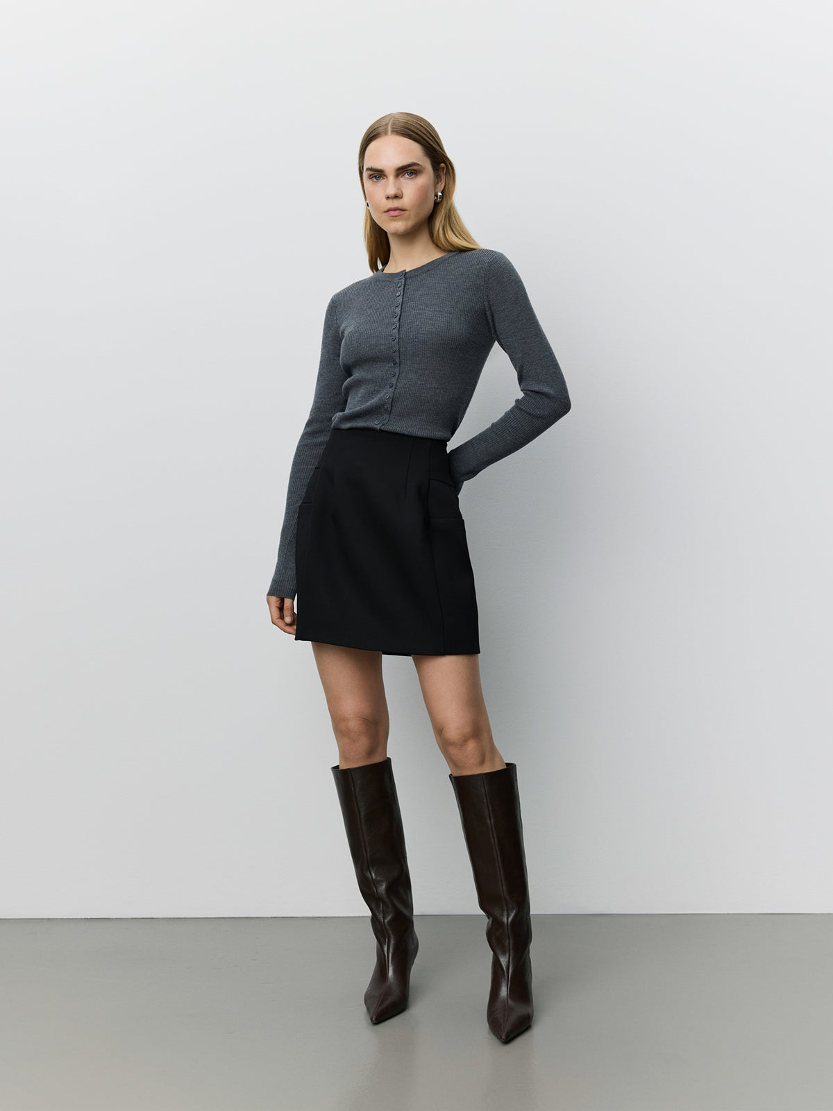Sofie Schnoor WOMEN JULESSW STRIK CARDIGAN Cardigan 8011 Dark grey melange