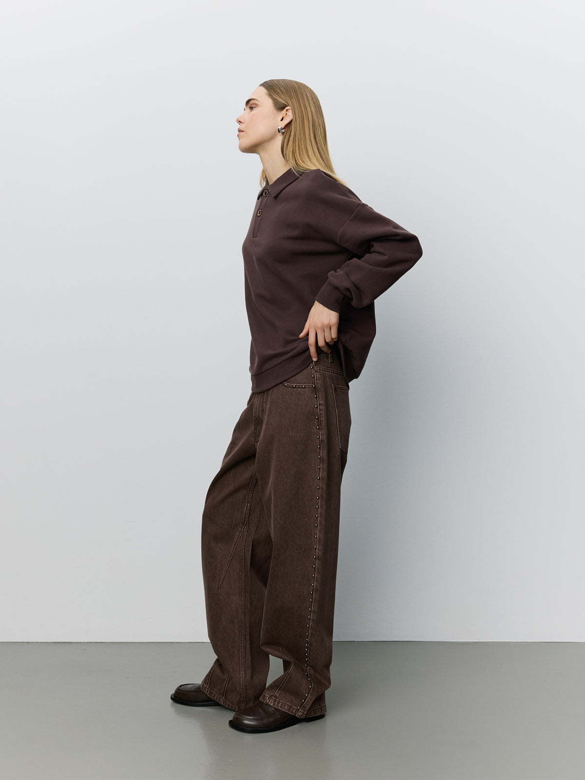 Sofie Schnoor WOMEN LUMESW POLO SWEATSHIRT T-shirt lang ærmet 7080 Dark brown