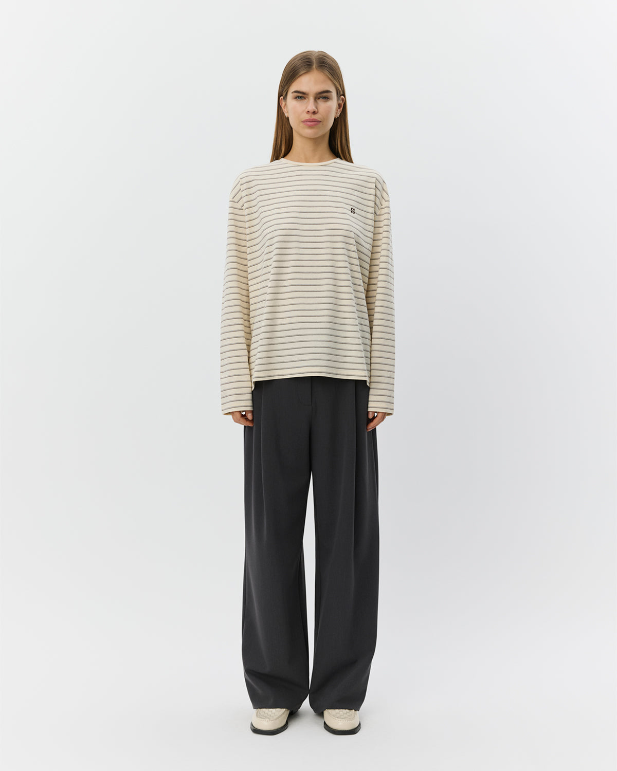 Sofie Schnoor WOMEN MASYSW LANGÆRMET BOXY T-SHIRT T-shirt 0140 Off White Striped