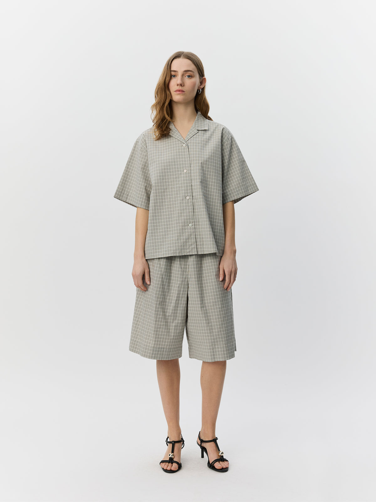 Sofie Schnoor WOMEN MAVISSW KORTÆRMET SKJORTE Skjorte 8040 Grey check
