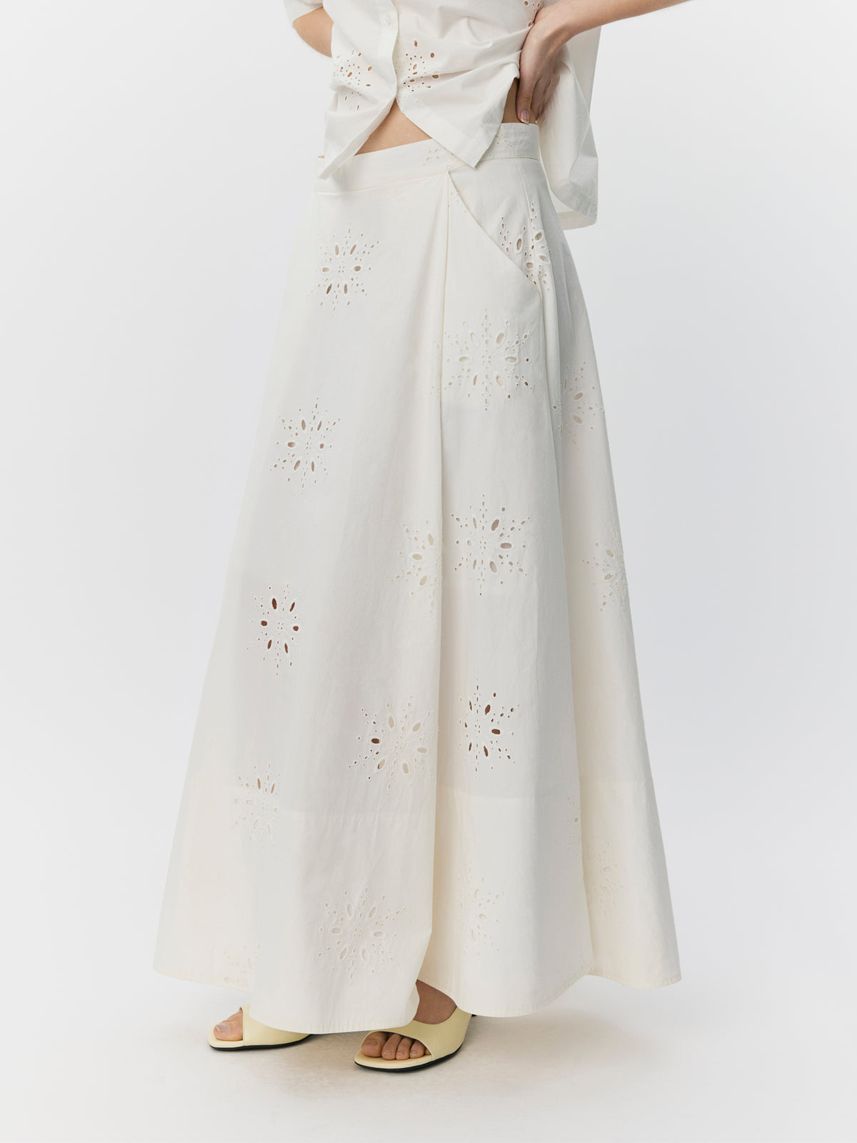 Sofie Schnoor WOMEN NOORSW BRODERET ANGLAISE MAXI NEDERDEL Nederdel 0124 Snow white