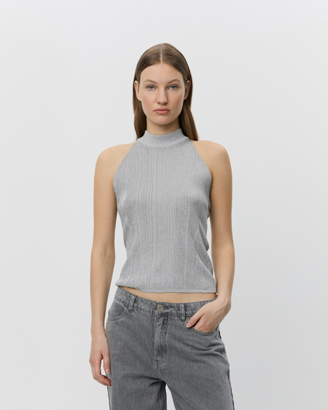 Sofie Schnoor WOMEN PERLASW STRIK TOP Top 8037 Silver
