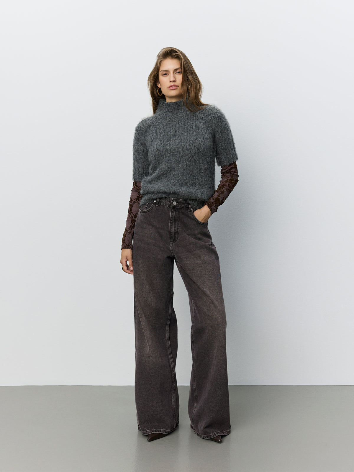 Sofie Schnoor WOMEN SAMINASW KORTÆRMET STRIK Strik 8008 Dark grey