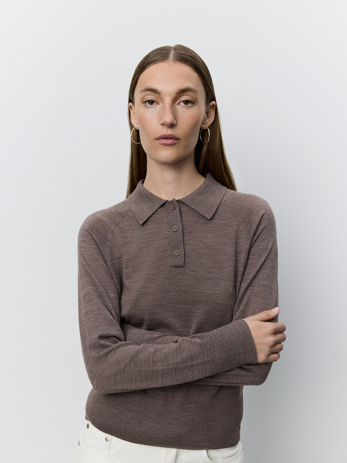 Sofie Schnoor WOMEN SELENESW KNIT POLO Strik 7071 Brown melange