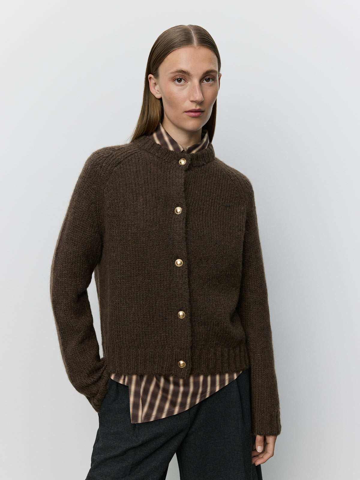 Sofie Schnoor WOMEN SELMASW STRIK CARDIGAN Cardigan 7025 Dark brown