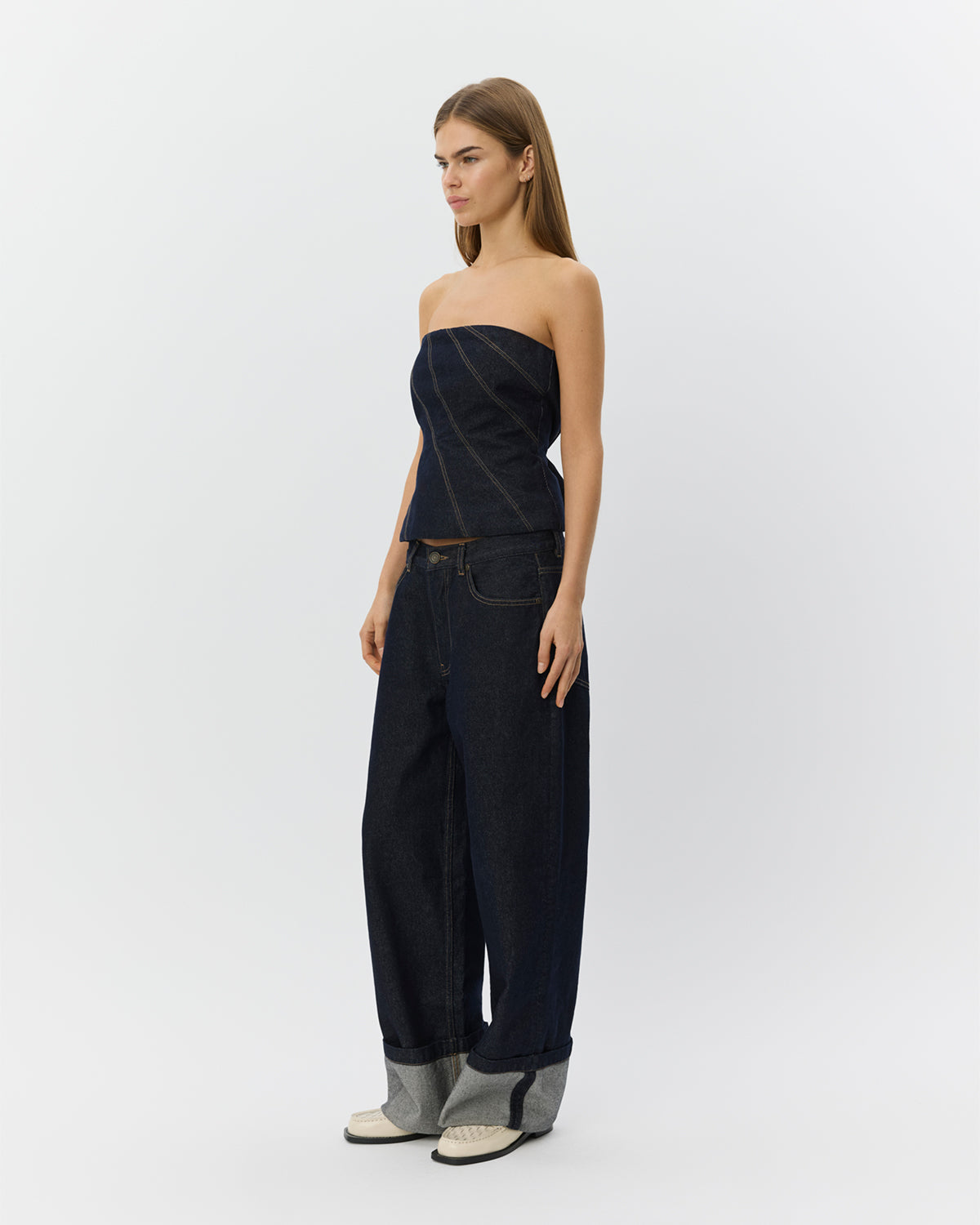 Sofie Schnoor WOMEN TILLESW RÅ DENIM KORSET TOP Top 5090 Dark denim blue