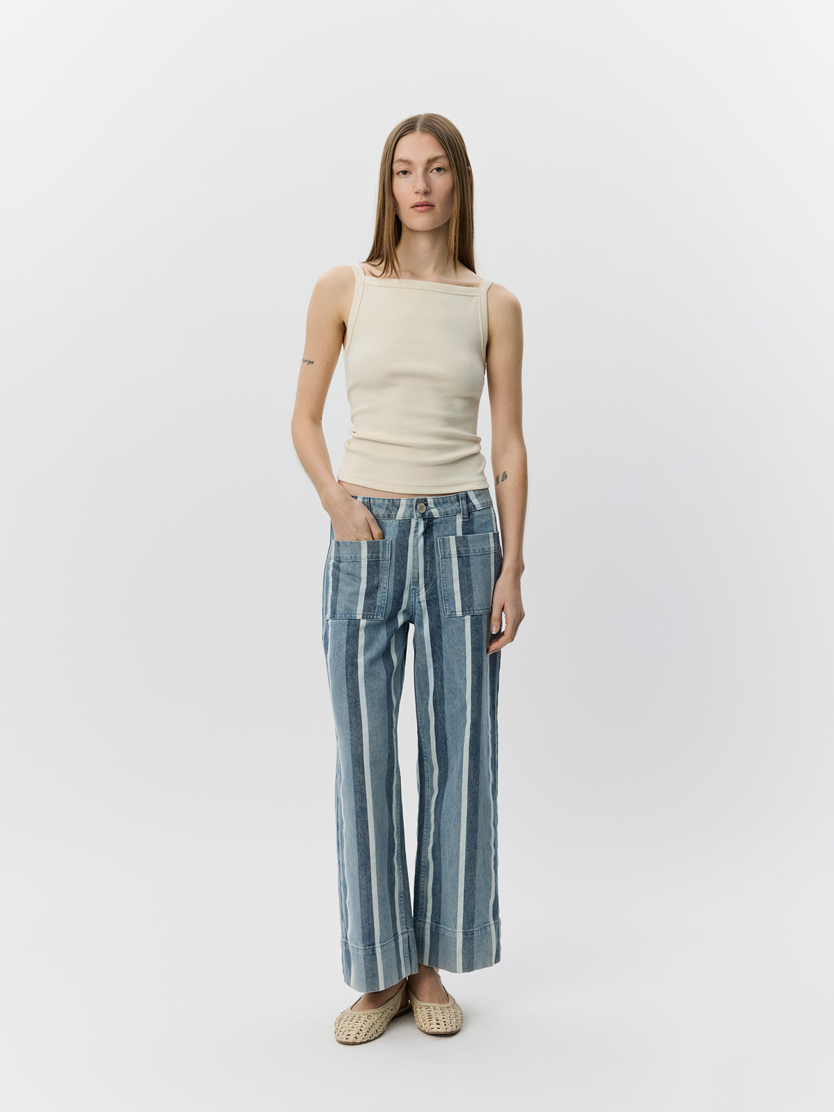 Sofie Schnoor WOMEN TOULOUSESW STRIPET CROPPED JEANS Jeans 5127 Blue&White Denim Stripe