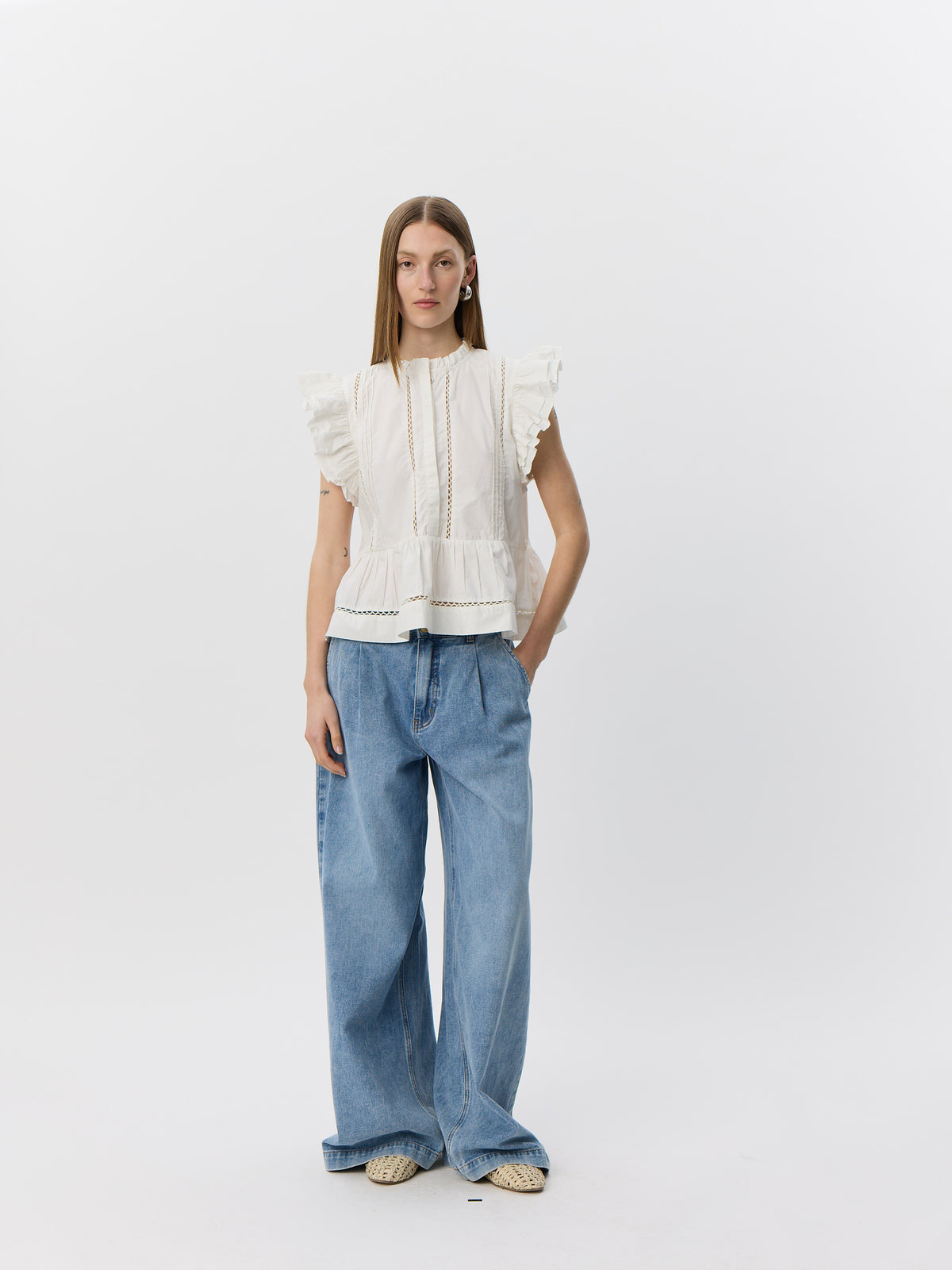 Sofie Schnoor WOMEN JULIENSW FRILL BOMULDSTOP Top 0141 White Alyssum
