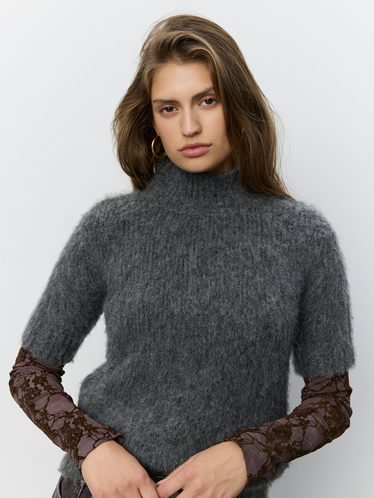 Sofie Schnoor WOMEN SAMINASW KORTÆRMET STRIK Strik 8008 Dark grey